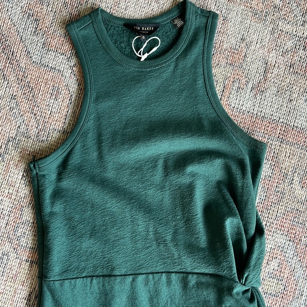 🆕 Ted Baker London Livviaa Knot Front Jersey Dress in Green - Picture 7 of 10